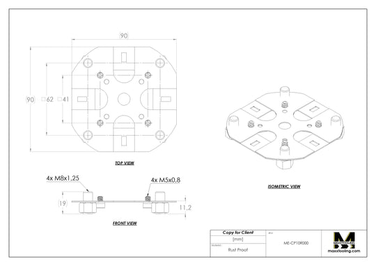 Maxx-ER (Erowa) 050195 100 Stainless Centering Plate M8 Rust Proof 4