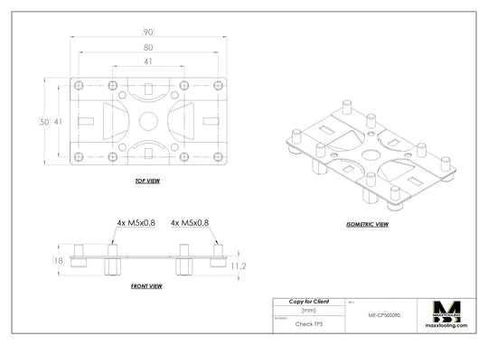 Maxx-ER (Erowa) 50 Stainless Centering Plate ITS 50x90mm 5