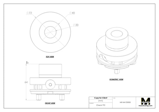 Maxx-ER (Erowa) 50 Stainless Control Ruler Master D72 Gauging Pin 5