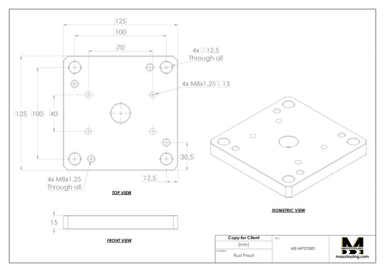 Maxx-ER 100 P Stainless Mounting Plate for Manual QuickChuck WEDM Rust Proof
