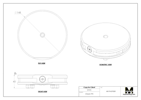 Maxx-ER (Erowa) 115379 G Stainless Blank Electrode Pallet 148mm 4