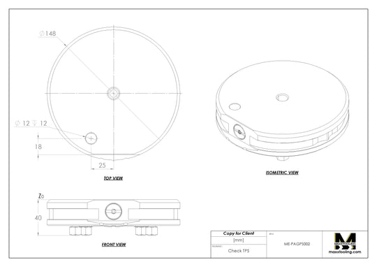 Maxx-ER (Erowa) 115379 G Stainless Blank Electrode Pallet 148mm With Barehole 5