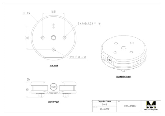 Maxx-ER (Erowa) G Stainless for 5th Axis Vise Pallet 115mm 5