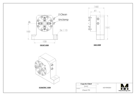 Maxx-ER (Erowa) 100 P Stainless Pneumatic Chuck With 90 Degree Adapter 5