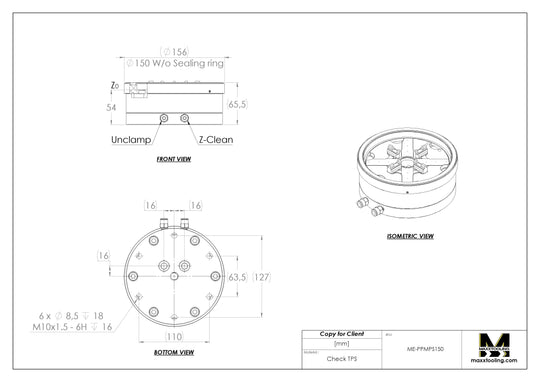 Maxx-ER (Erowa) 115254 PowerChuck P Stainless Chuck With Mounting Plate ø150 5