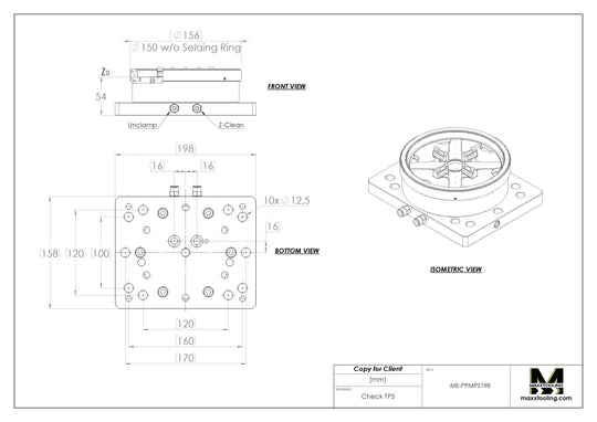 Maxx-ER (Erowa) 024312 PowerChuck P Stainless Chuck With Mouting Plate 158x198mm 5