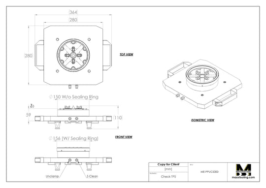 MaxxUPC (Erowa) 136055 UPC System Adapter to Maxx-ER (Erowa) PowerChuck P 5