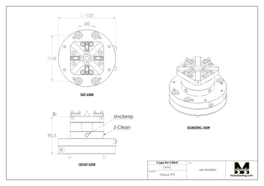 Maxx-ER (Erowa) Stainless Pneumatic Machine-Adapted Chuck With Adjustable Base 5