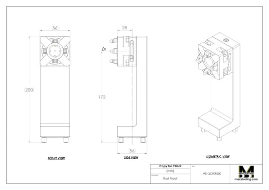 Maxx-ER (Erowa) 50 Stainless Manual Quick Chuck with 90° Flushing Adapter 200mm WEDM Rust Proof 5