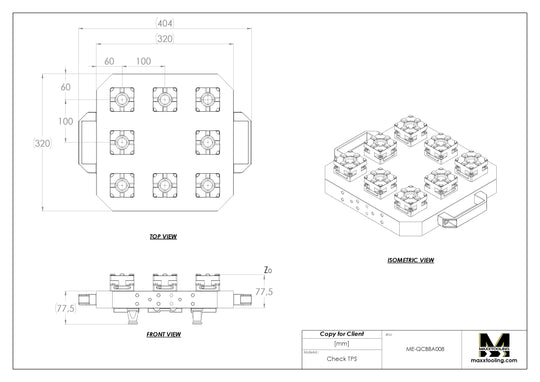 MaxxUPC (Erowa) UPC Aluminum Multi 8 Manual Quick Chuck Adapter to MaxxMacro 5