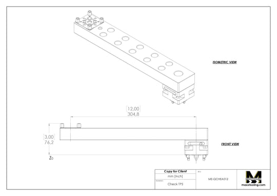Maxx-ER 50 Aluminum Manual QuickChuck Horizontal Extension 12"