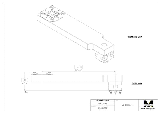 Maxx-ER (Erowa) 100 Aluminum Manual QuickChuck Horizontal Extension 12" 5