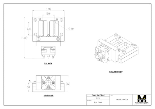 Maxx-ER (Erowa) 50 Stainless Manual Quick Chuck WEDM Rust Proof with Horizontal RSM Mounting Plate 5