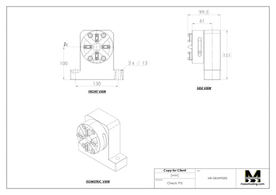 Maxx-ER 100 P Stainless Manual Quick Chuck With Horizontal Mounting Plate