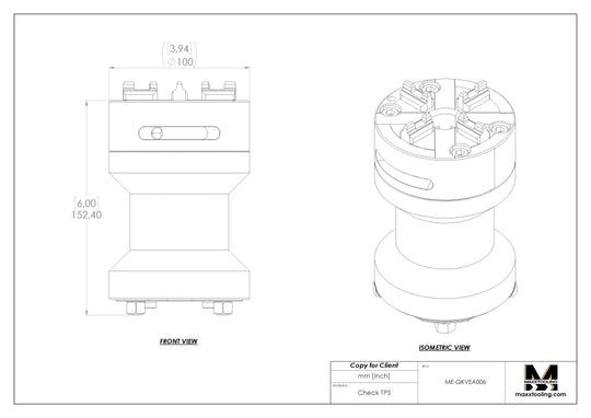 Maxx-ER (Erowa) 100 Aluminum Manual QuickChuck Vertical Extension 6" 5