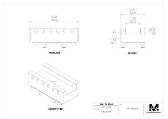 Maxx-ER (Erowa) 50 Aluminum Slotted Electrode Holder U30x4" 4
