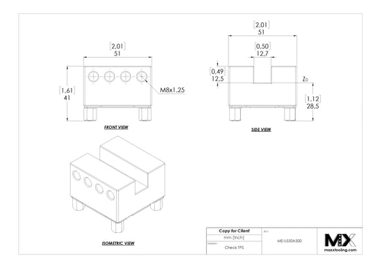 Maxx-ER (Erowa) 50 Aluminum Slotted Electrode Holder 0.500" 4