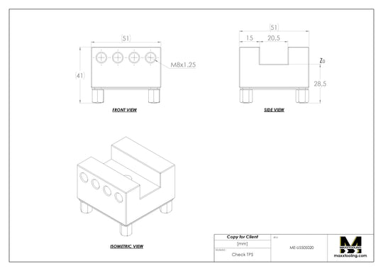 Maxx-ER (Erowa) 50 Stainless Slotted Electrode Holder U20 4