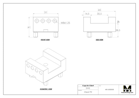 Maxx-ER (Erowa) 50 Stainless Slotted Electrode Holder U35 4