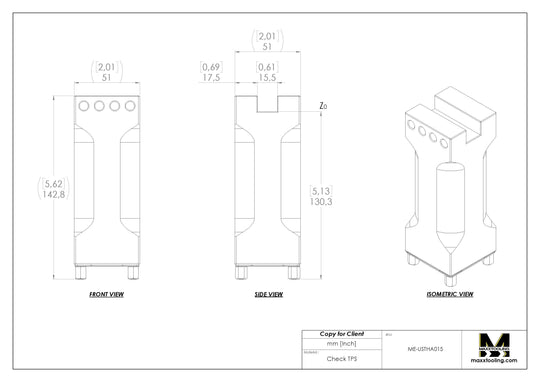 Maxx-ER (Erowa) 50 Aluminum Slotted Electrode Holder 4" Tall U15 4