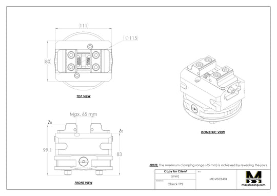 Maxx-ER (Erowa) G Stainless Self Centering Vise 46x65mm with 115m Pallet 5