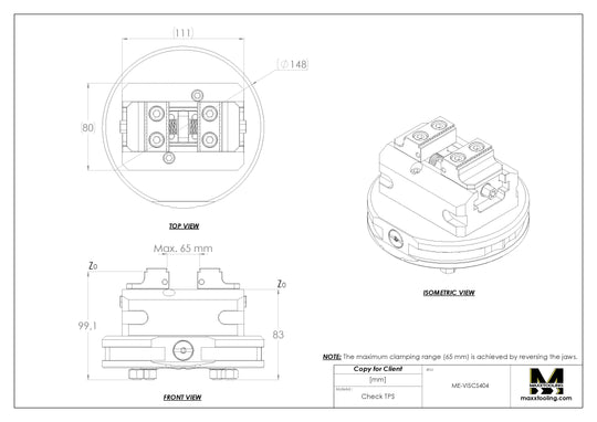 Maxx-ER (Erowa) G Stainless Self Centering Vise 46x65mm with 148mm Pallet 5
