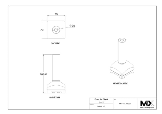MaxxMacro (System 3R) 70 Stainless Control Rod Master Checking Pin 5