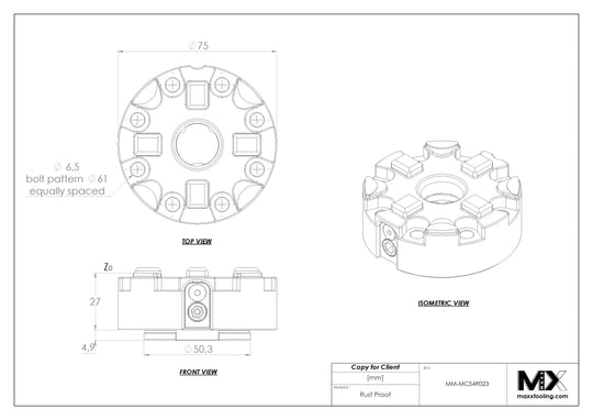 MaxxMacro (System 3R) 54 Manual Chuck with Flange 60023 Rust Proof 5