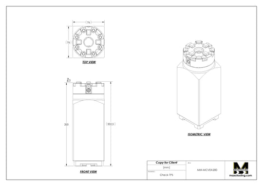 MaxxMacro 54 Aluminum 90476.01 Manual Vertical Extension 200mm