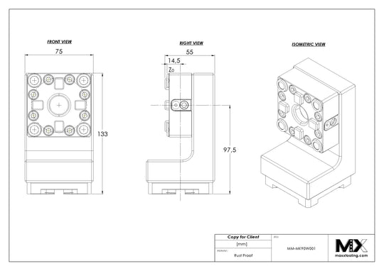 MaxxMacro (System 3R) 70 Low Profile Manual Chuck Angle Adapter 90 Degree Adapter WEDM Rust Proof 5