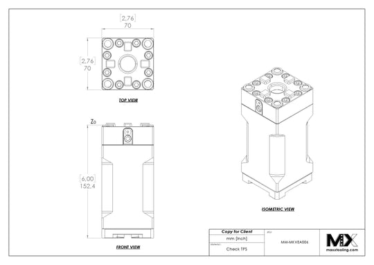 MaxxMacro (System 3R) 70 Low Profile Manual Chuck Extension 6" 5