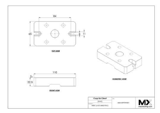 MaxxMacro (System 3R) 54 Stainless Mounting Plate for Manual QuickChuck 5