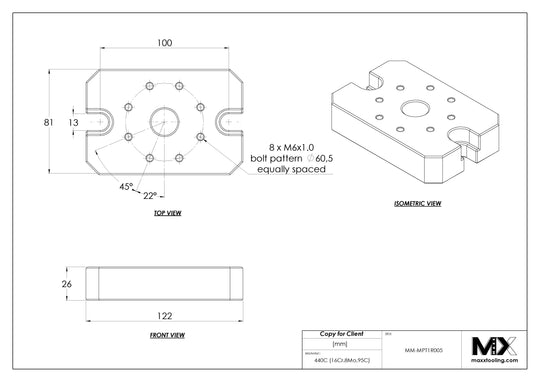 MaxxMacro (System 3R) 70 Stainless Mounting Plate for Low Profile Manual Chuck 5