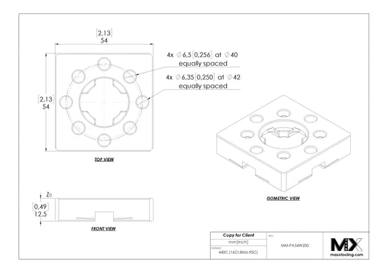 MaxxMacro 54 Performance Rust Proof Pallet with .250" Dowels EDM Tooling Warehouse