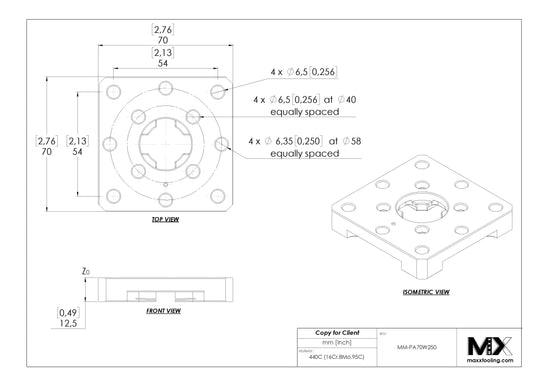 MaxxMacro 70 Performance Rust Proof Pallet with .250" Dowels EDM Tooling Warehouse