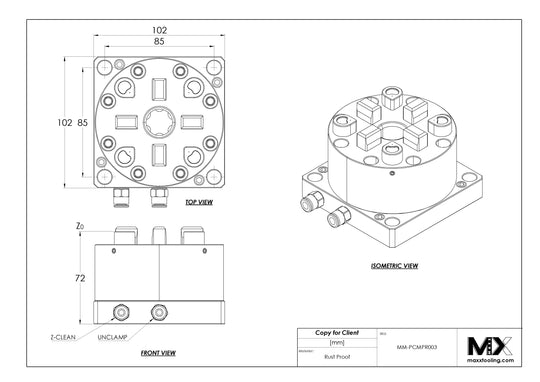 MaxxMacro 70 Pneumatic Chuck 6001030 with Mounting Plate WEDM EDM Tooling Warehouse