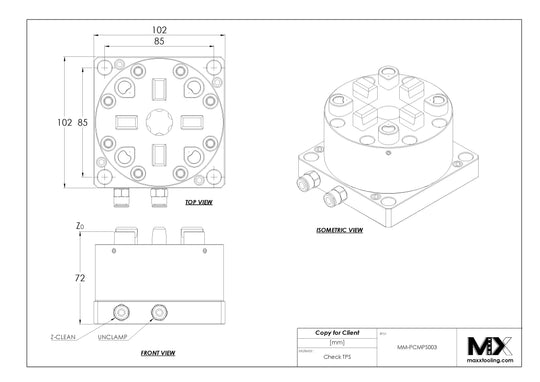 MaxxMacro 70 Pneumatic Chuck 600.1-30 with Mounting Plate EDM Tooling Warehouse