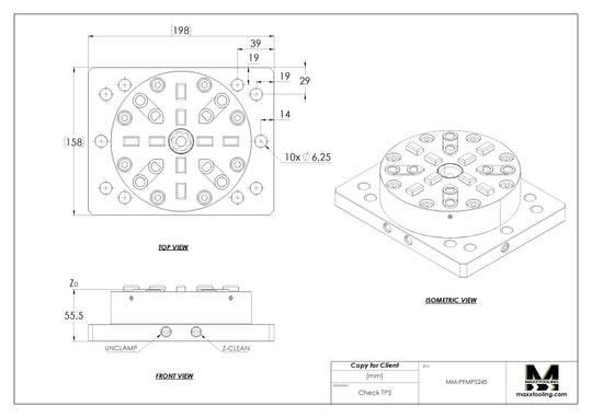MaxxMagnum Pneumatic Chuck Manual Short Drawbar with Mounting Plate 680.1-2