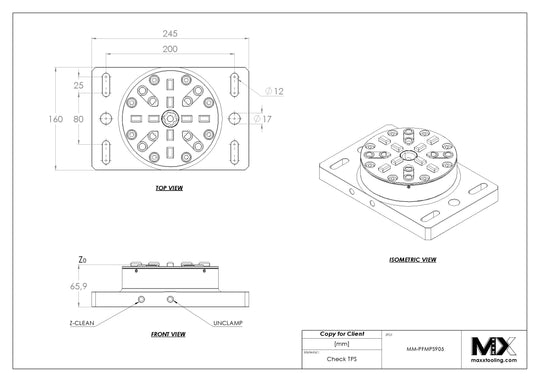 MaxxMagnum (System 3R) Pneumatic Chuck Manual Short Drawbar 680192 5
