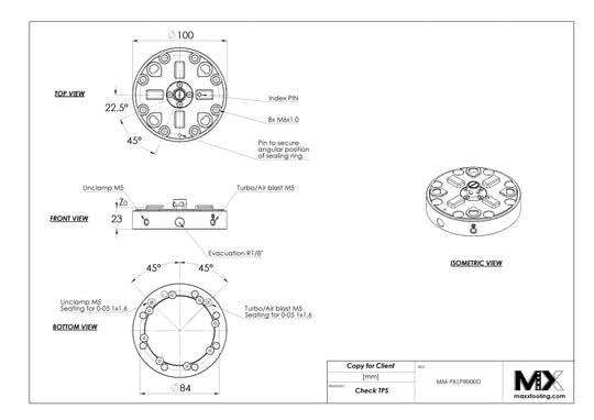 MaxxMacro (System 3R) 70 Pneumatic Low Profile Chuck Rust Proof WEDM Disable Index 5