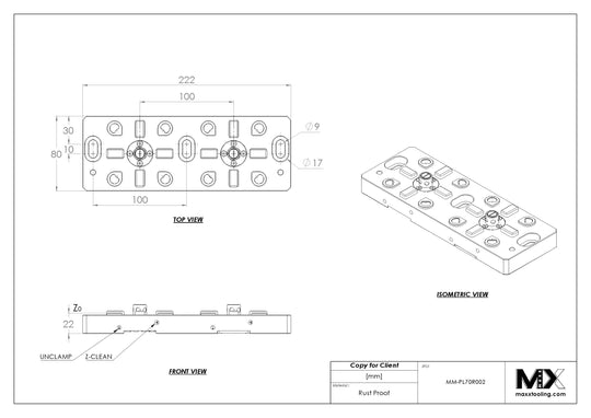 MaxxMacro (System 3R) 70 Twin Pneumatic Low Profile Chuck 30210 Rust Proof 5