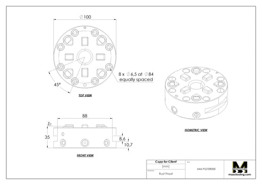 MaxxMacro 70 Pneumatic Low Profile Chuck 60143 Rust Proof EDM Tooling Warehouse