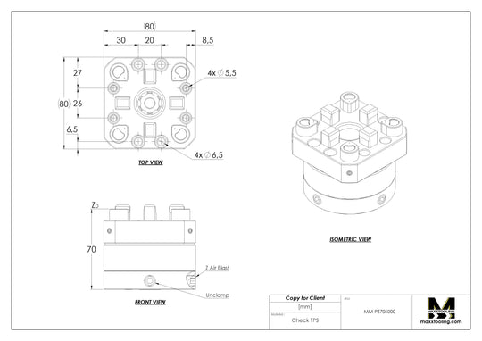 MaxxMacro 70 Pneumatic Chuck 600863 Machine-Adapted EDM Tooling Warehouse