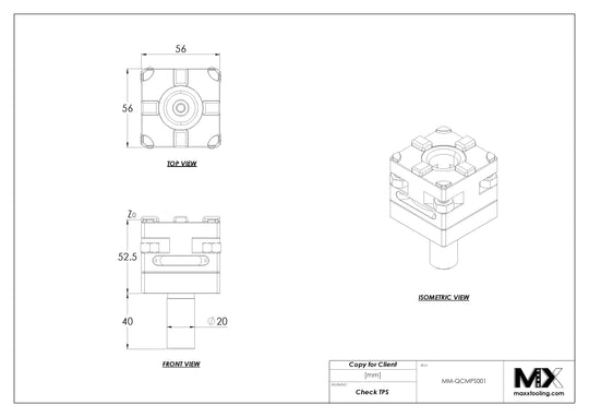 MaxxMacro 54 Manual Quick Chuck WEDM Rust Proof with 20mm Lathe Round Connection Rod EDM Tooling Warehouse