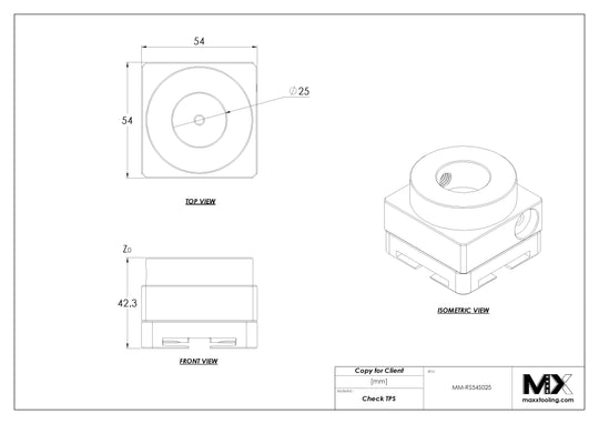 MaxxMacro 54 Stainless Round Stock Holder 25mm EDM Tooling Warehouse