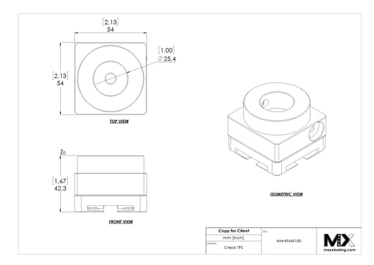 MaxxMacro (System 3R) 54 Stainless Round Stock Holder 1.0" 4