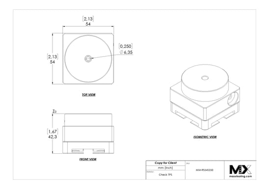 MaxxMacro (System 3R) 54 Stainless Round Stock Holder .250" 4