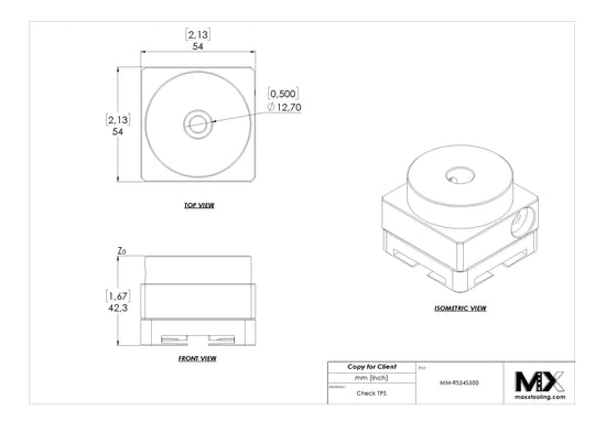 MaxxMacro 54 Stainless Round Stock Holder .500" EDM Tooling Warehouse