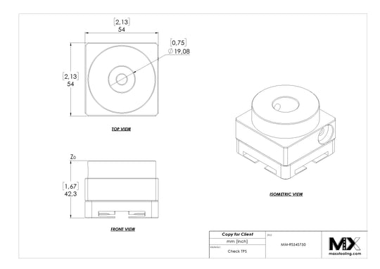 MaxxMacro 54 Stainless Round Stock Holder .750" EDM Tooling Warehouse
