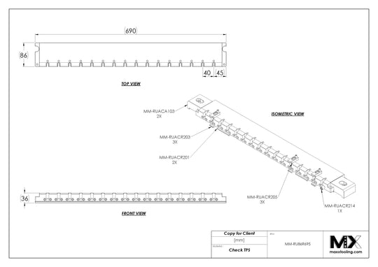 MaxxMacro (System 3R) 239695 MXRuler (3Ruler) Ruler 695mm 5